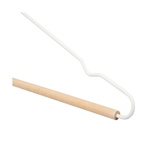 Komplet 2 beliih obešalnikov za oblačila z lesenim detajlom Compactor Frosted-image-4