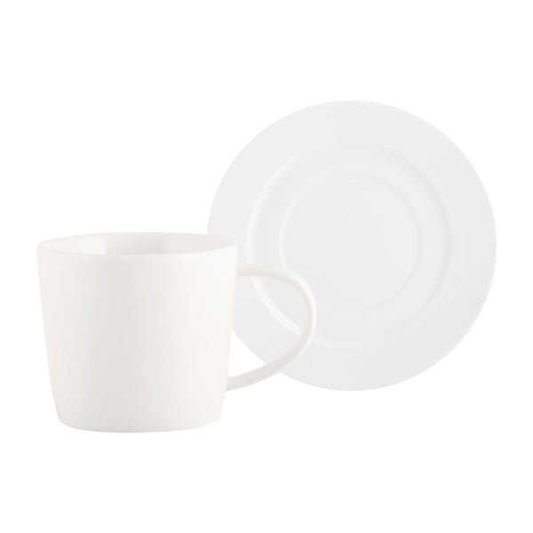 Bela porcelanasta skodelica in krožniček Mikasa Ridget, 0,3 l