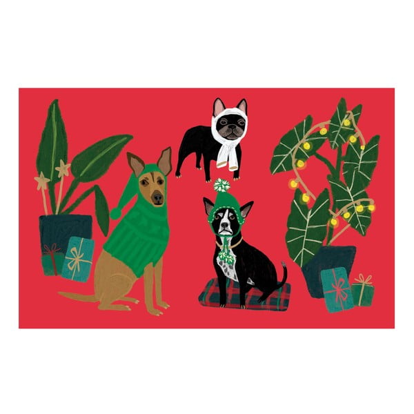 Voščilnice v kompletu 8 ks z božičnim motivom Cat and Dog Palais  – Roger la Borde