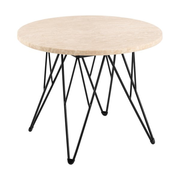 Okrogla stranska mizica z mizno ploščo v marmornem dekorju ø 55 cm Prunus – Actona