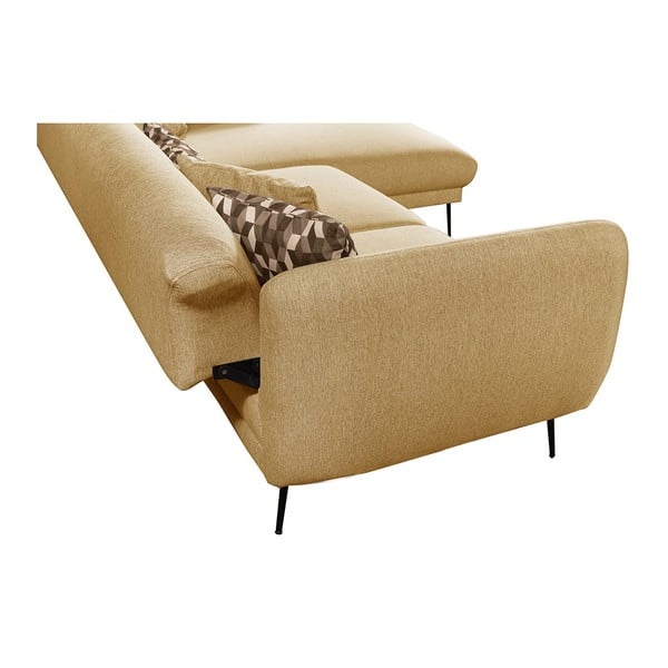 Rumena raztegljiva sedežna garnitura Pandia Home Madrid, desni kot-image-3