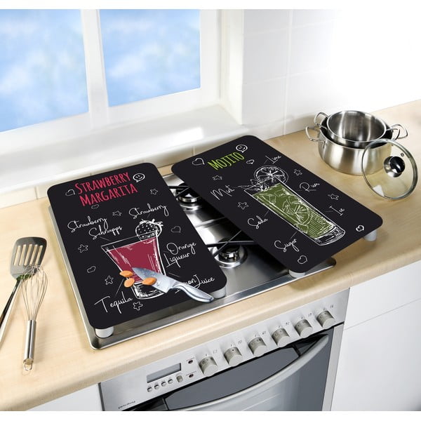 Komplet 2 steklenih pokrovov za štedilnik Wenko Margarita, 52 x 30 cm-image-2