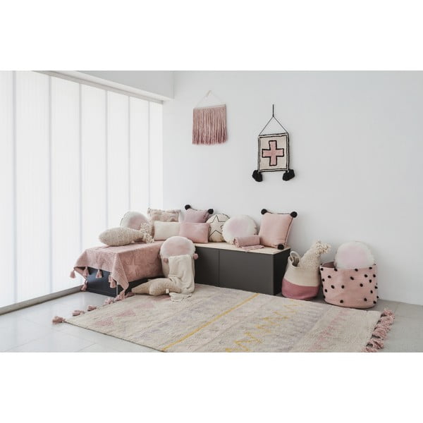 Rožnata/kremno bela pralna ročno tkana bombažna otroška preproga 140x200 cm Azteca Vintage Nude – Lorena Canals-image-3