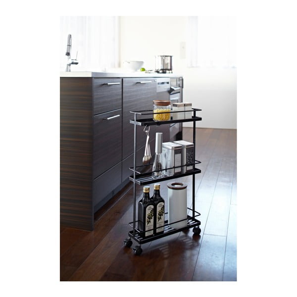 Črn kovinski regal na koleščkih 38x66 cm Tower – YAMAZAKI-image-1