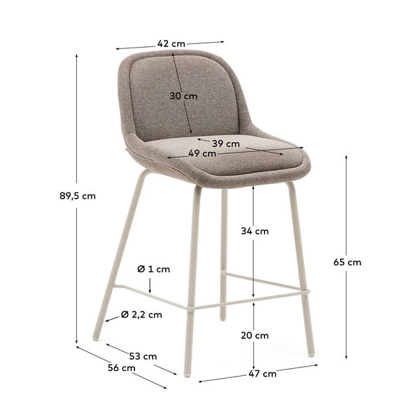 Sivo-bež barski stol (višina sedeža 65 cm) Aimin – Kave Home-image-3