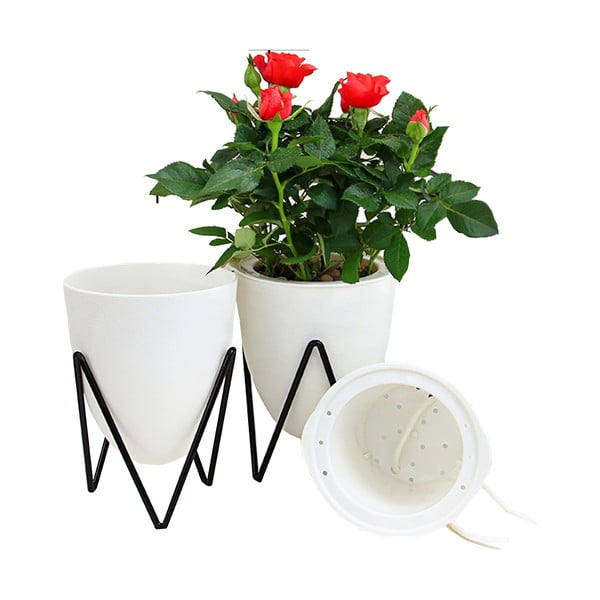 Bel samozalivalni cvetlični lonček Tomasucci Mak, ø 19 cm-image-3