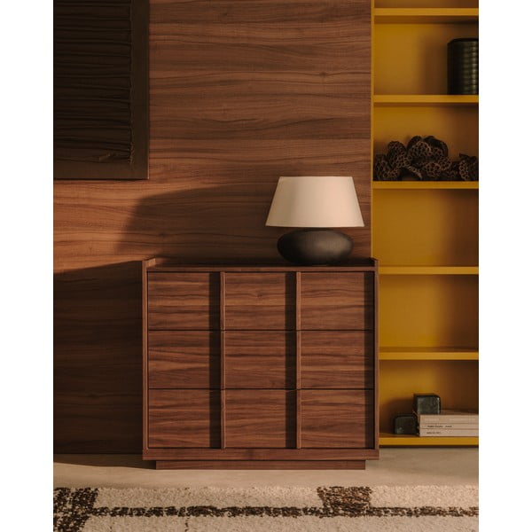 Rjava komoda v orehovem dekorju 100x78x50 cm Onix – Kave Home-image-1