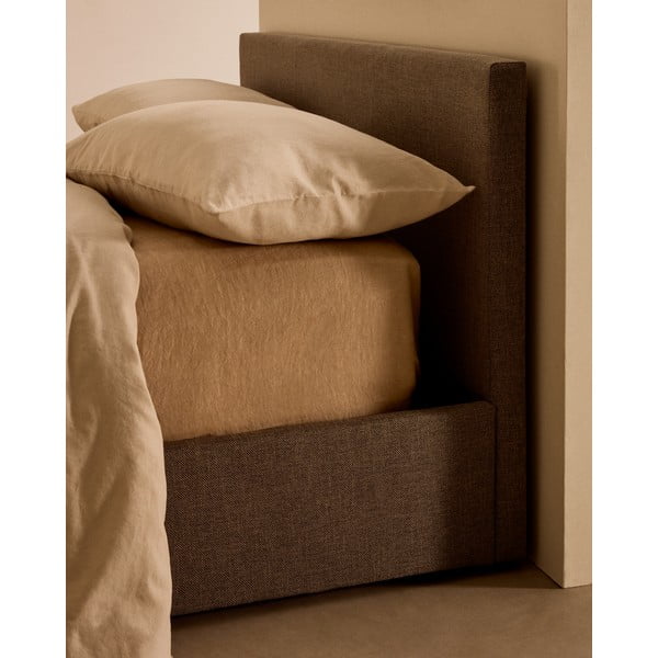 Siva oblazinjena postelja s prostorom za shranjevanje z letvenim dnom 90x200 cm Nahiri – Kave Home-image-1