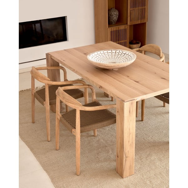 Jedilna miza v hrastovem dekorju 100x200 cm Deyanira – Kave Home-image-3
