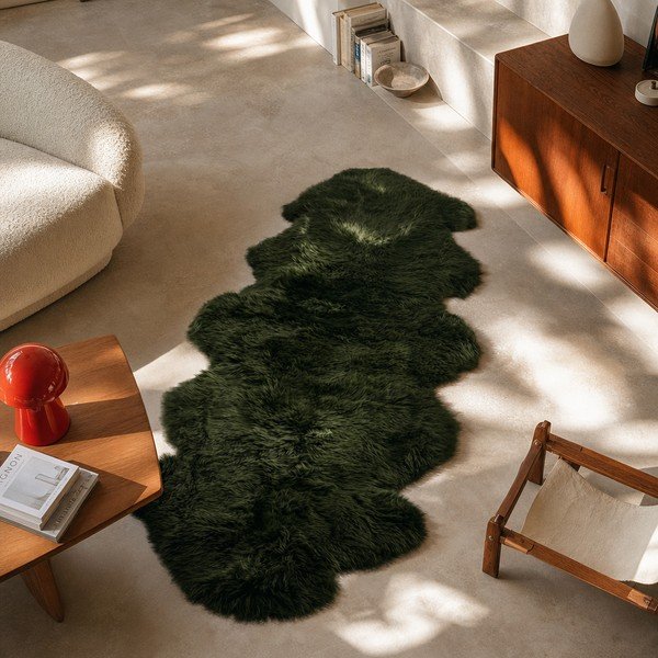 Zelena preproga iz ovčje kože Native Natural Double, 60 x 240 cm-image-3
