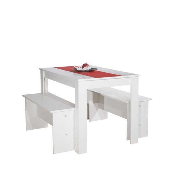 Bela jedilna miza z 2 klopmi TemaHome Lepo-image-1