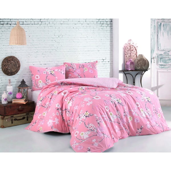 Rožnata bombažna posteljnina za zakonsko posteljo 200x200 cm Ardenya – Mijolnir