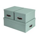 Mentolno zelene kartonaste škatle s pokrovom za shranjevanje v kompletu 3 ks 31x47x15 cm Inge – Bigso Box of Sweden
