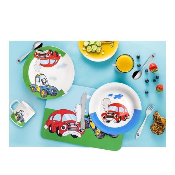 Otroški jedilni pribor iz nerjavečega jekla v srebrni barvi 3 kos - Orion-image-1