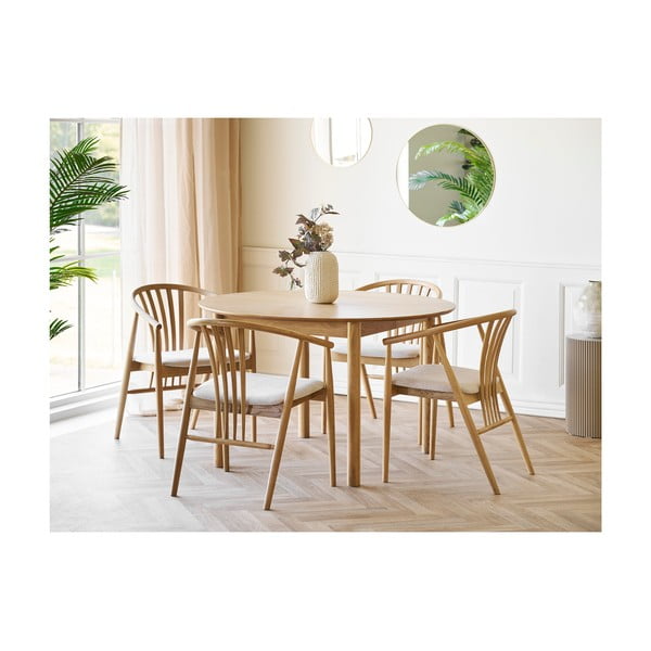 Jedilni stol z nasloni za roke iz masivnega hrasta v naravni barvi Agustin – House Nordic-image-4