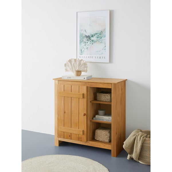 Omarica iz masivnega bora v naravni barvi 90x90 cm Bertram – Støraa-image-1