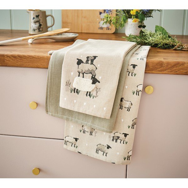 Kuhinjske krpe v kompletu 3 ks iz mešanice lana 45x65 cm Highland Sheep – Cooksmart ®-image-1