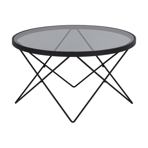 Črna mizica s stekleno mizno ploščo ø 80 cm Cuxton – Actona