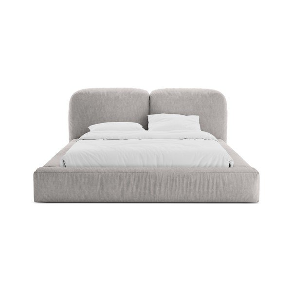 Svetlo siva oblazinjena zakonska postelja s prostorom za shranjevanje in z letvenim dnom 180x200 cm Martina – Micadoni -image-4