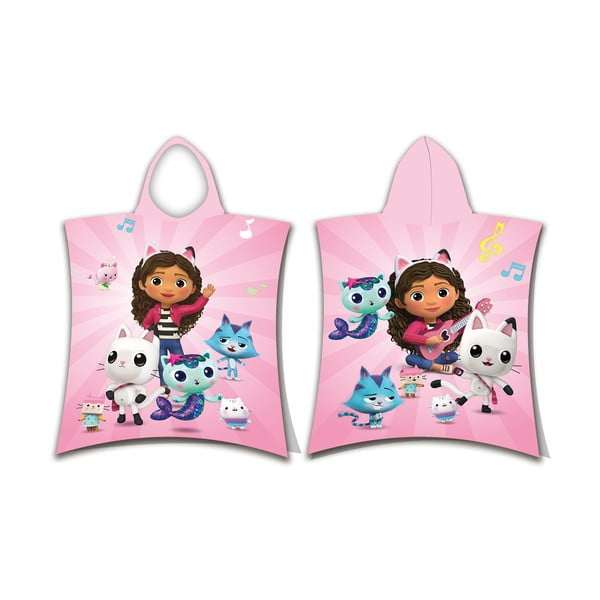 Rožnat bombažen otroški pončo velikost 3-8 let Gabby´s Dollhouse – Jerry Fabrics