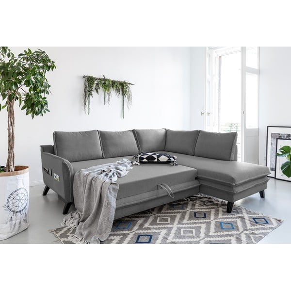 Siva raztegljiva sedežna garnitura Miuform Charming Charlie L, desni kot-image-4