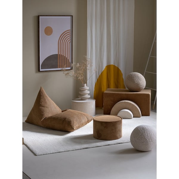 Rjava otroška vreča za sedenje iz rebrastega žameta Big Lounger – Wigiwama-image-1