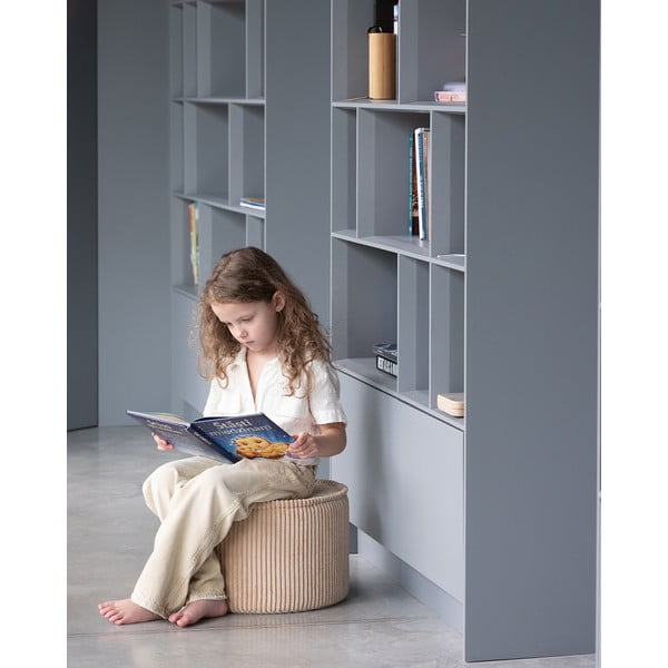 Svetlo rjav otroški tabure iz rebrastega žameta – Wigiwama-image-1