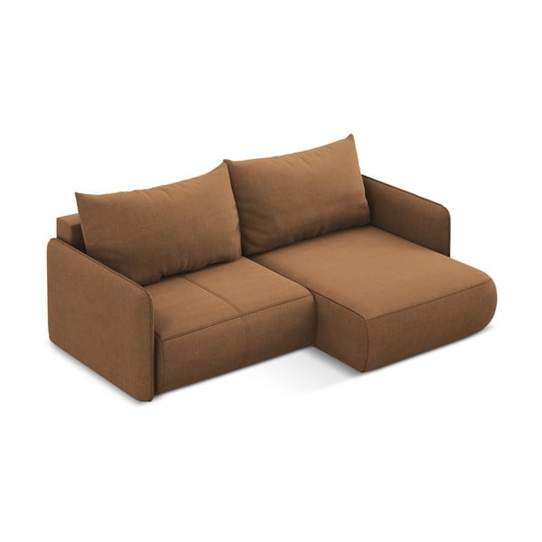 Oranžna raztegljiva/s prostorom za shranjevanje kotna sedežna garnitura (desni kot) Nanea – Makamii-image-4