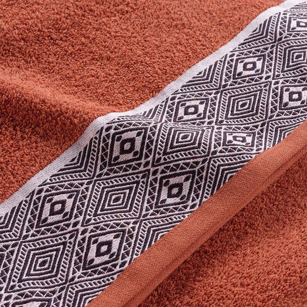 Opečnato oranžna bombažna brisača iz frotirja 70x130 cm Esteban – douceur d'intérieur-image-2