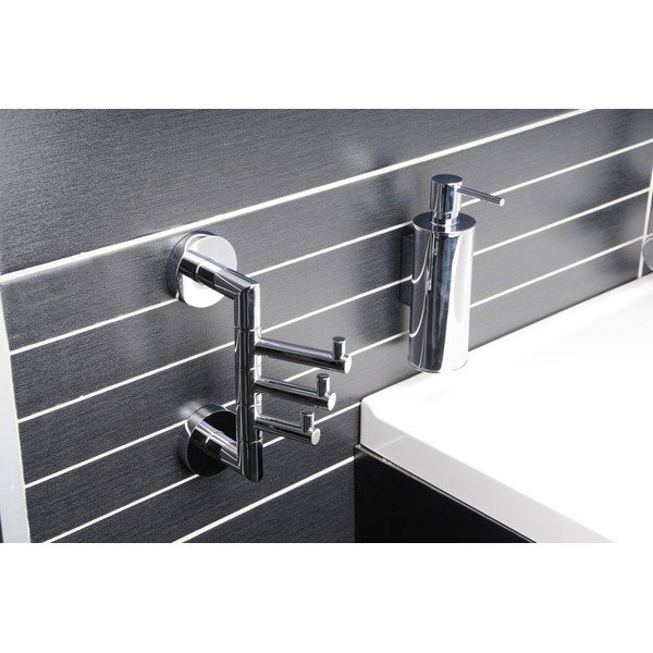 Medeninasto stensko držalo za brisače v sijajno srebrni barvi X-Round – Sapho-image-1