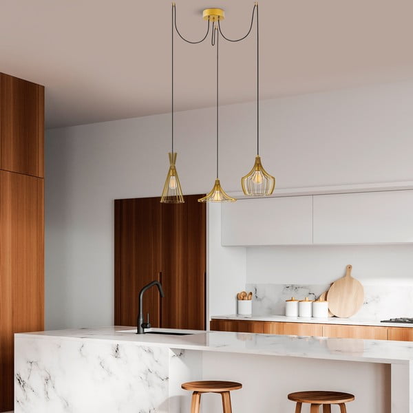 Viseča svetilka v zlati barvi s kovinskim senčilom Mezopotamya – Opviq lights-image-4