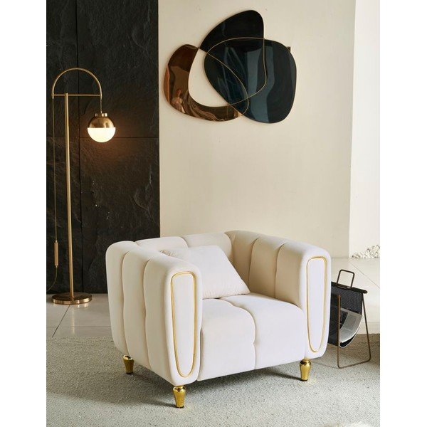 Kremno bel žameten fotelj Alma – Mauro Ferretti-image-1