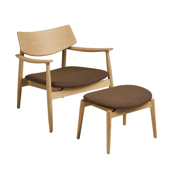 Rjav fotelj z naslonjalom za noge Olvera – House Nordic