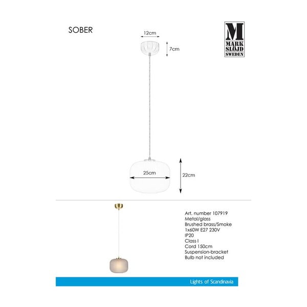 Viseča svetilka Markslöjd Sober Pendant Smoke-image-2