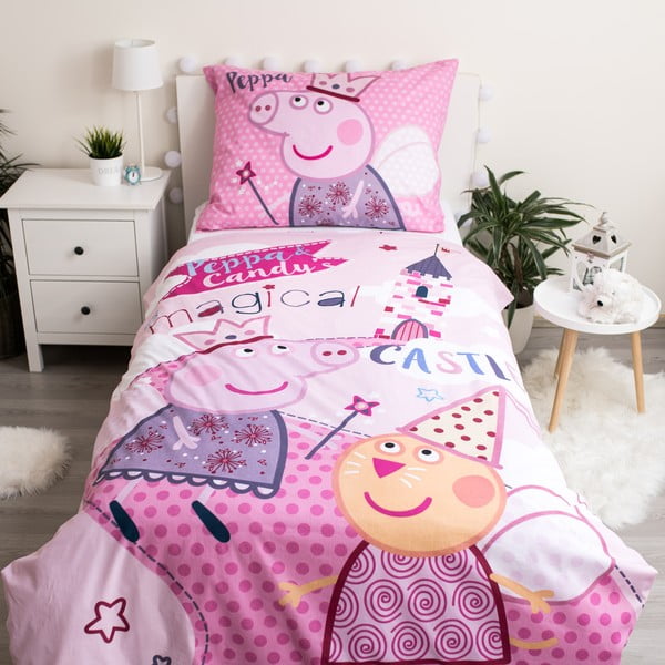 Roza otroška bombažna posteljnina Jerry Fabrics Peppa Pig, 140 x 200 cm-image-1