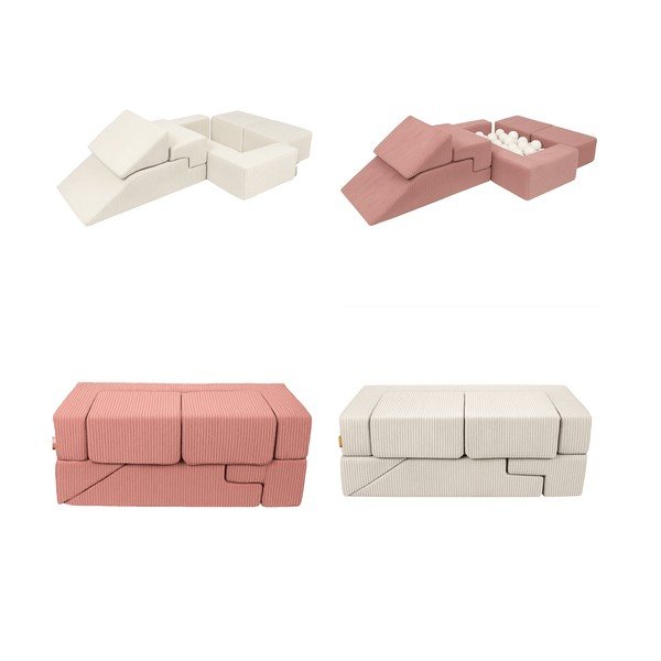 Turkizno otroško igrišče iz pene iz rebrastega žameta 6 ks višina 40 cm 100x35 cm Montessori – Meowbaby-image-2