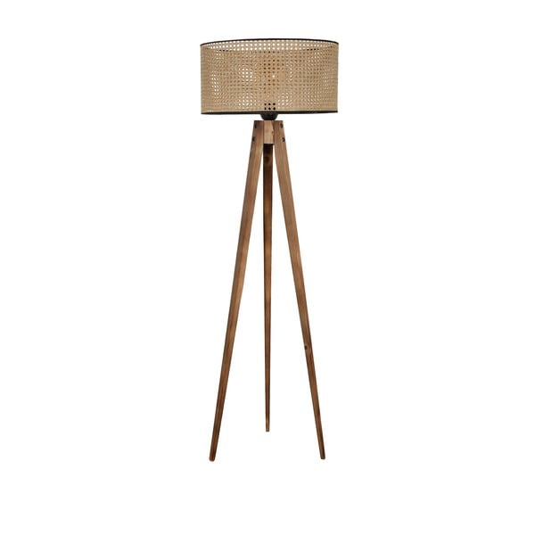 Rjava stoječa svetilka s tekstilnim senčilom (višina 153 cm) Tripod – Opviq lights