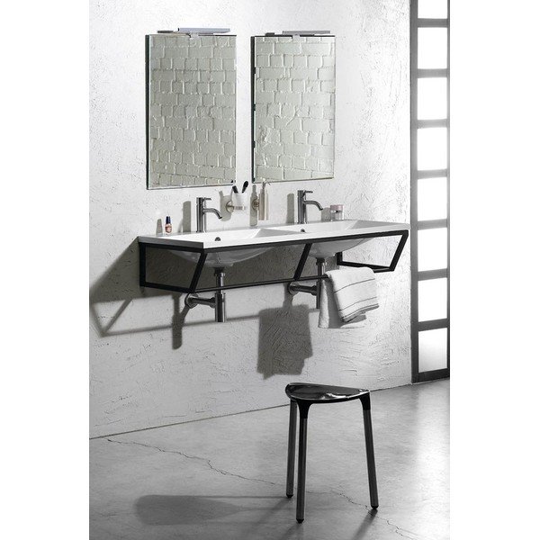 Črno jekleno stensko stojalo za pod umivalnik 120x20 cm Ska – Sapho-image-2