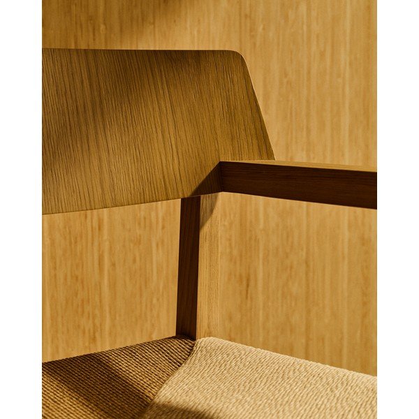 Jedilni stol z nasloni za roke iz masivnega hrasta v naravni barvi Idun – Kave Home-image-4