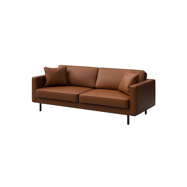 Usnjena sedežna garnitura v konjak rjavi barvi 207 cm Kobo – MESONICA-image-2