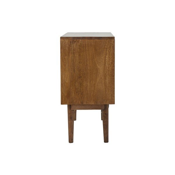 Temno rjava nizka komoda iz masivnega lesa 100x80 cm Bitika – Light & Living-image-3