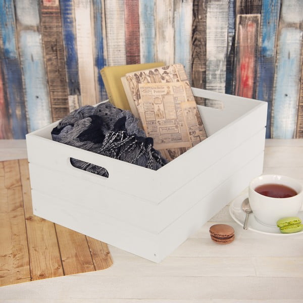 Bela lesena škatla za shranjevanje 36x26x15 cm – Orion-image-1