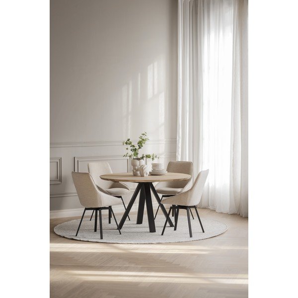 Okrogla jedilna miza s hrastovo mizno ploščo ø 130 cm Carradale – Rowico-image-1