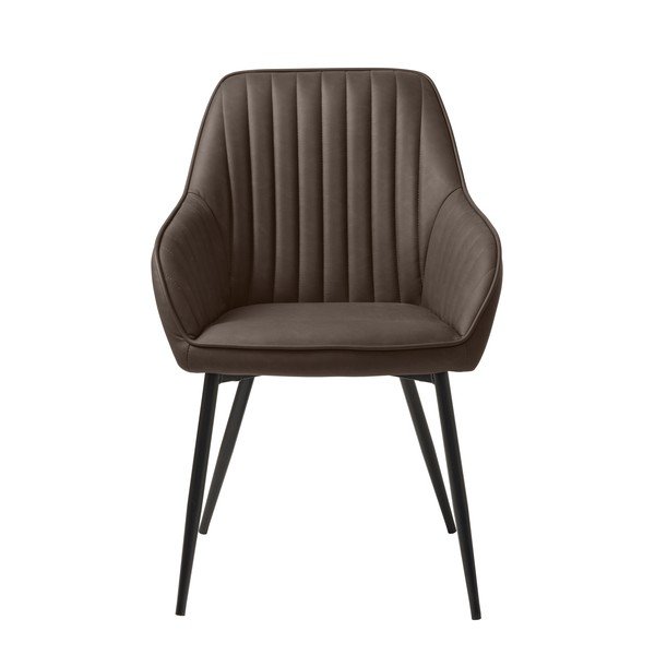 Temno rjav oblazinjen jedilni stol z nasloni za roke Melfort – Unique Furniture-image-1