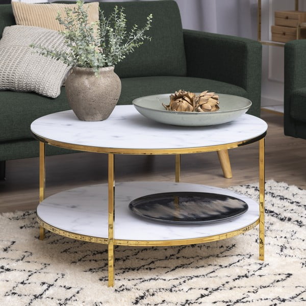 Bela okrogla mizica ø 80 cm Alisma - Actona-image-1