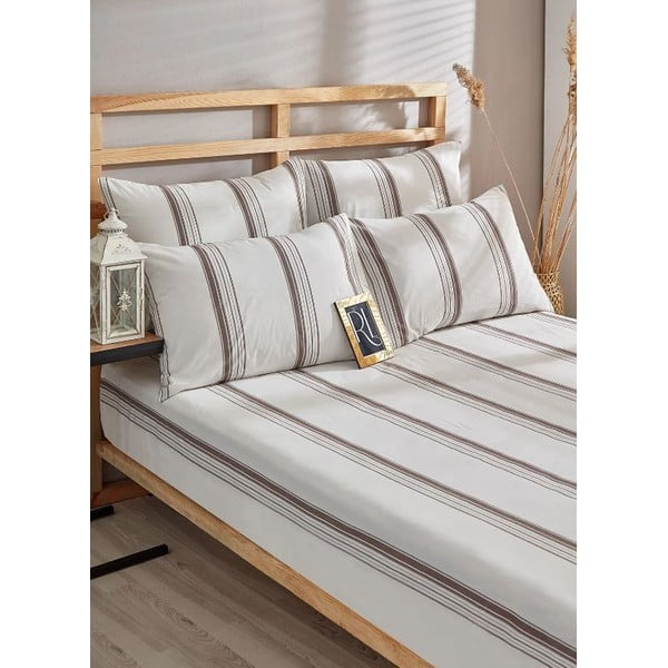 Rjava/bež bombažna podaljšana posteljnina za zakonsko posteljo 200x220 cm – Mila Home-image-1