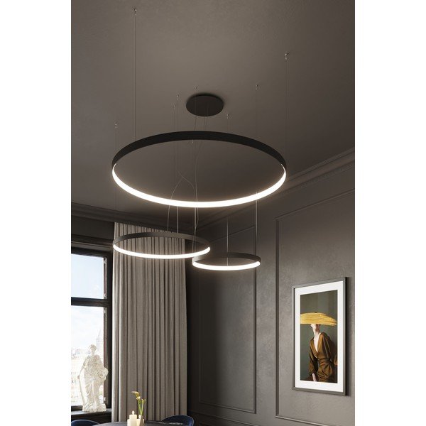 Črna aluminijasta LED viseča svetilka ø 78 cm RIO – Thoro-image-1