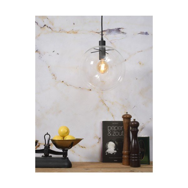 Črna viseča svetilka s steklenim senčnikom ø 30 cm Warsaw – it's about RoMi-image-3