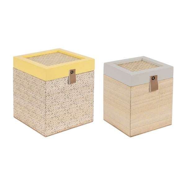 Dekorativne škatle za shranjevanje slame s pokrovom v kompletu 2 kos Beezz - Jardin d'Ulysse