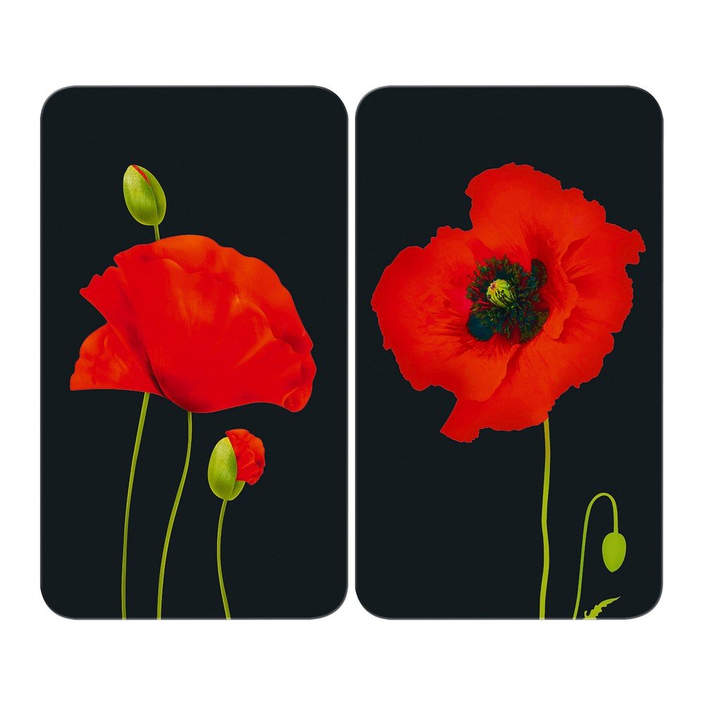 Plošča za štedilnik iz kaljenega stekla v kompletu 2 kos 52x30 cm Poppy